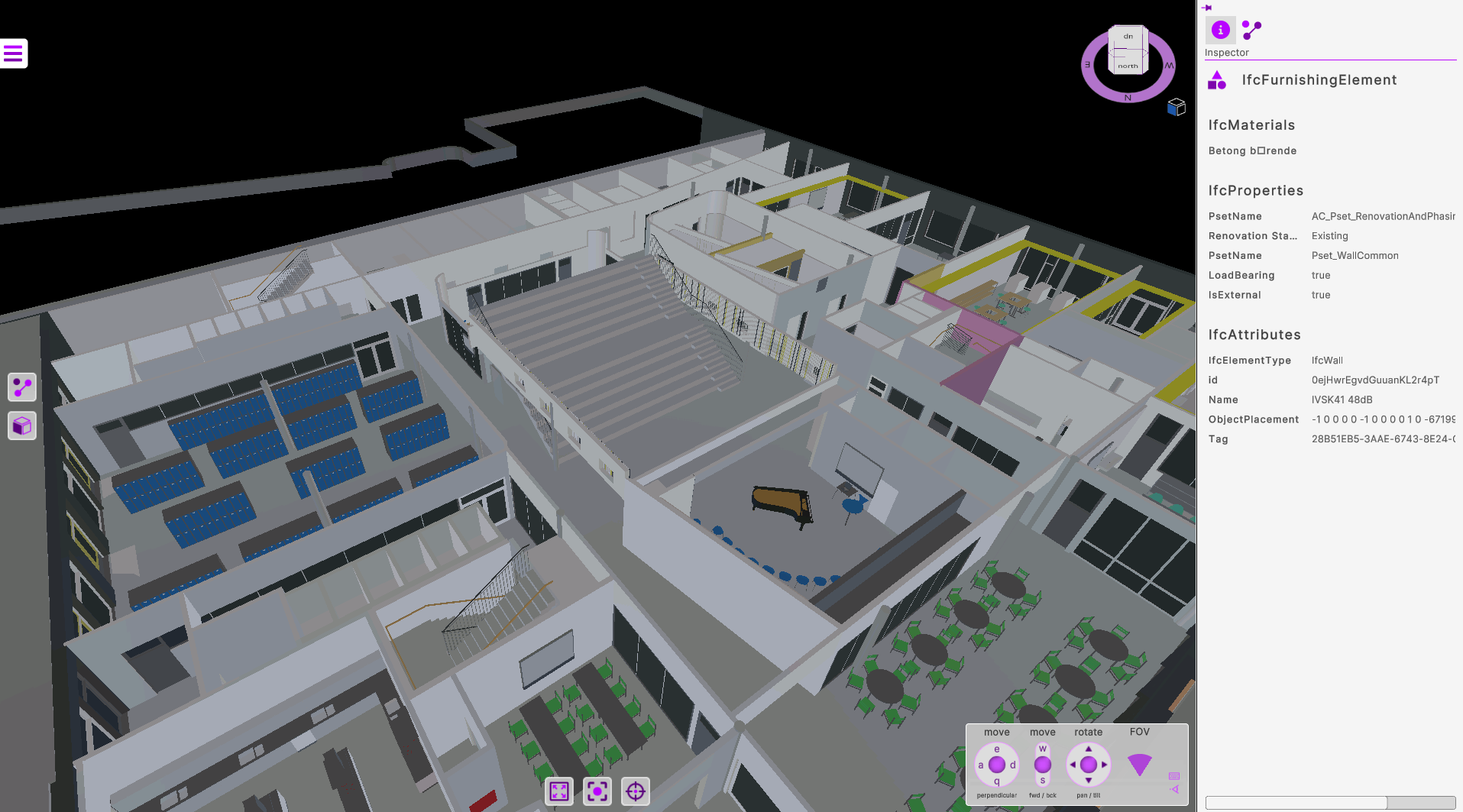 High School BIM model - BIM properties iso view